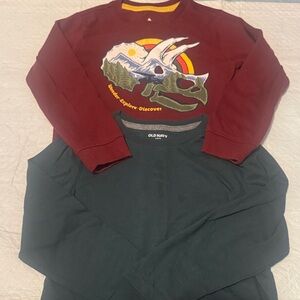 Set of Old Navy Kids Triceratops Graphic Tee - Maroon and Dark Green